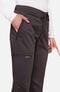 Women's Scrub Set: Mock Wrap Solid Top & Flare Leg Drawstring Pant, , large