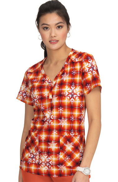 Clearance Planet Koi Women's Stella Merry and Bright Print Scrub Top, , large