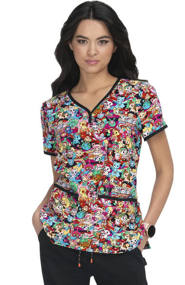 Clearance Women's Eve Stay Groovy Print Scrub Top, , large