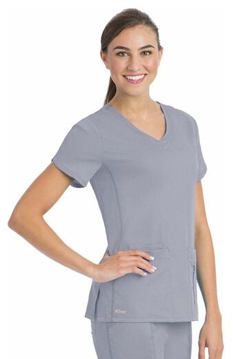 Clearance Women's Side Panel V-Neck Solid Scrub Top
