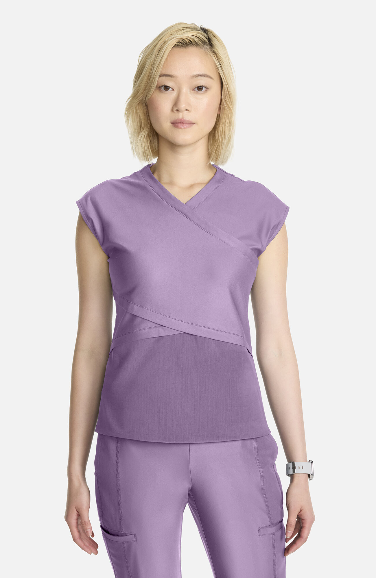 Women's Knit Dolman Wrap Scrub Top, LWL Livewire Lilac | purple, large