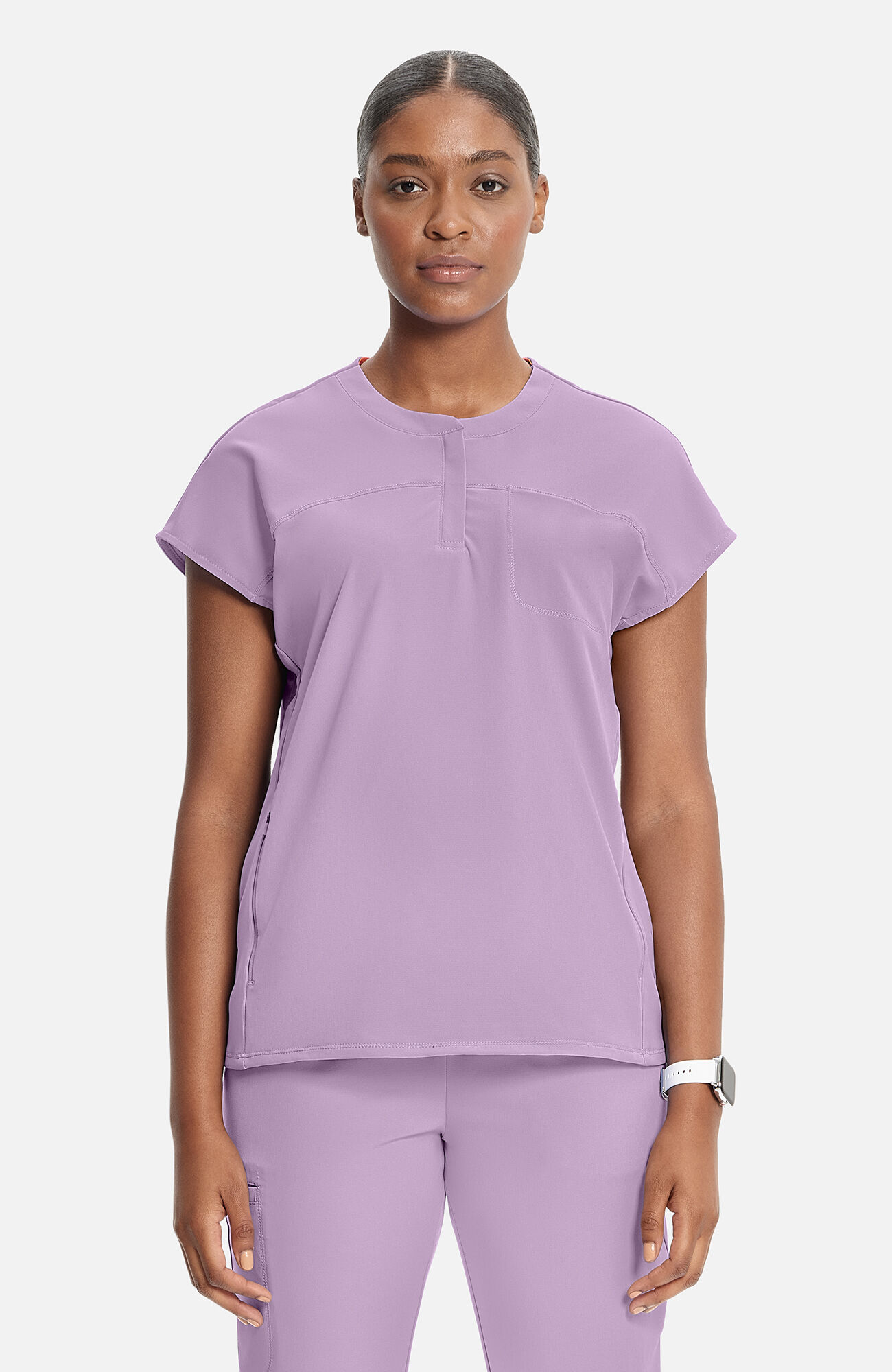Women's Henley Scrub Top, LWL Livewire Lilac | purple, large