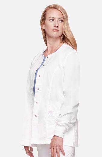 Women's Snap Front Crew Neck Scrub Jacket Women's Snap Front Crew Neck Scrub Jacket