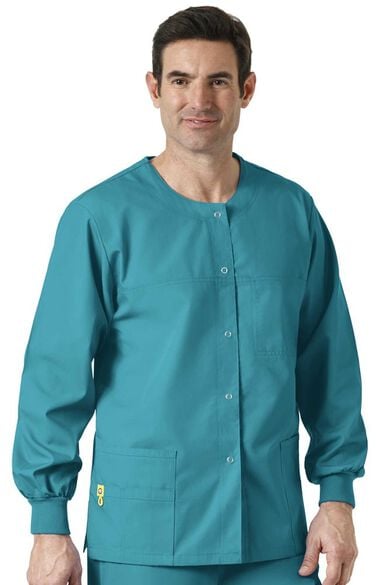 Clearance Unisex Delta Snap Front Solid Scrub Jacket, , large