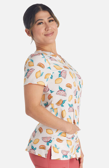 Women's Citrus Grove Print Scrub Top, , large