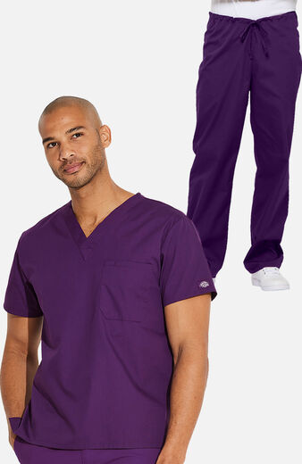 Unisex Scrub Set: V-Neck Top & Drawstring Pant Unisex Scrub Set: V-Neck Top & Drawstring Pant