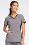 Clearance Women's V-Neck Knit Panel Solid Scrub Top, , large