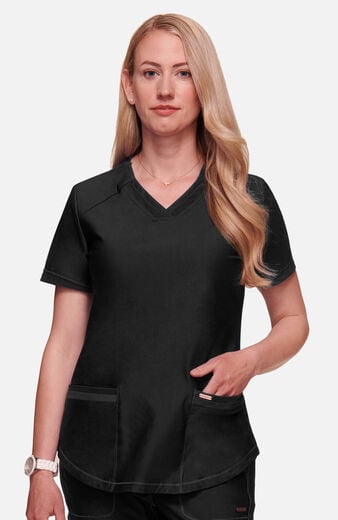Women's Curved Hemline V-Neck Scrub Top Women's Curved Hemline V-Neck Scrub Top