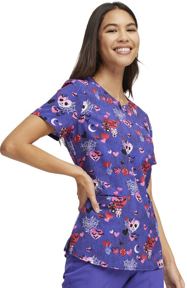 Women's Cheers Witches Print Scrub Top, , large