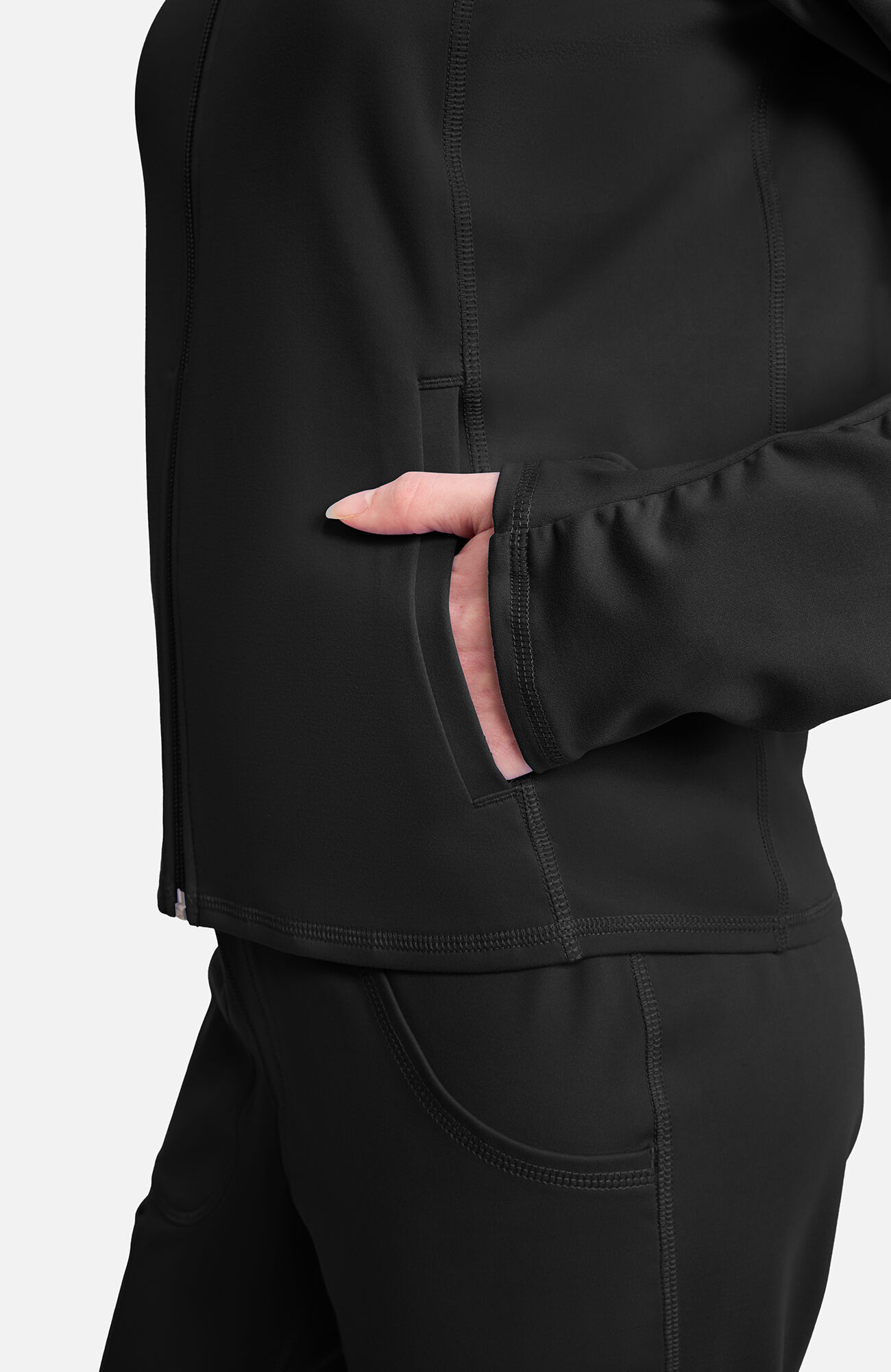 Women's Warm Knit Zip Front Scrub Jacket, , large