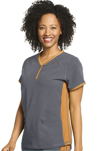 Clearance Women's Air Condition Zippered Solid Scrub Top, , large
