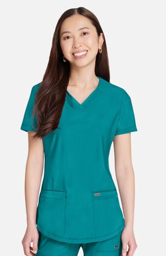 Women's Curved Hemline V-Neck Scrub Top Women's Curved Hemline V-Neck Scrub Top