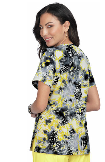 Clearance Women's Lola Sunny Tie Dye Butterfly Print Scrub Top