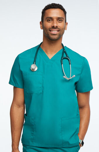 Unisex Banded V-Neck 3-Pocket Scrub Top  Unisex Banded V-Neck 3-Pocket Scrub Top