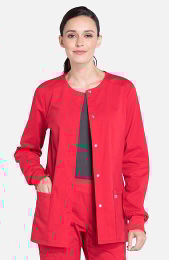 Women's Snap Front Warm-Up Solid Scrub Jacket Women's Snap Front Warm-Up Solid Scrub Jacket