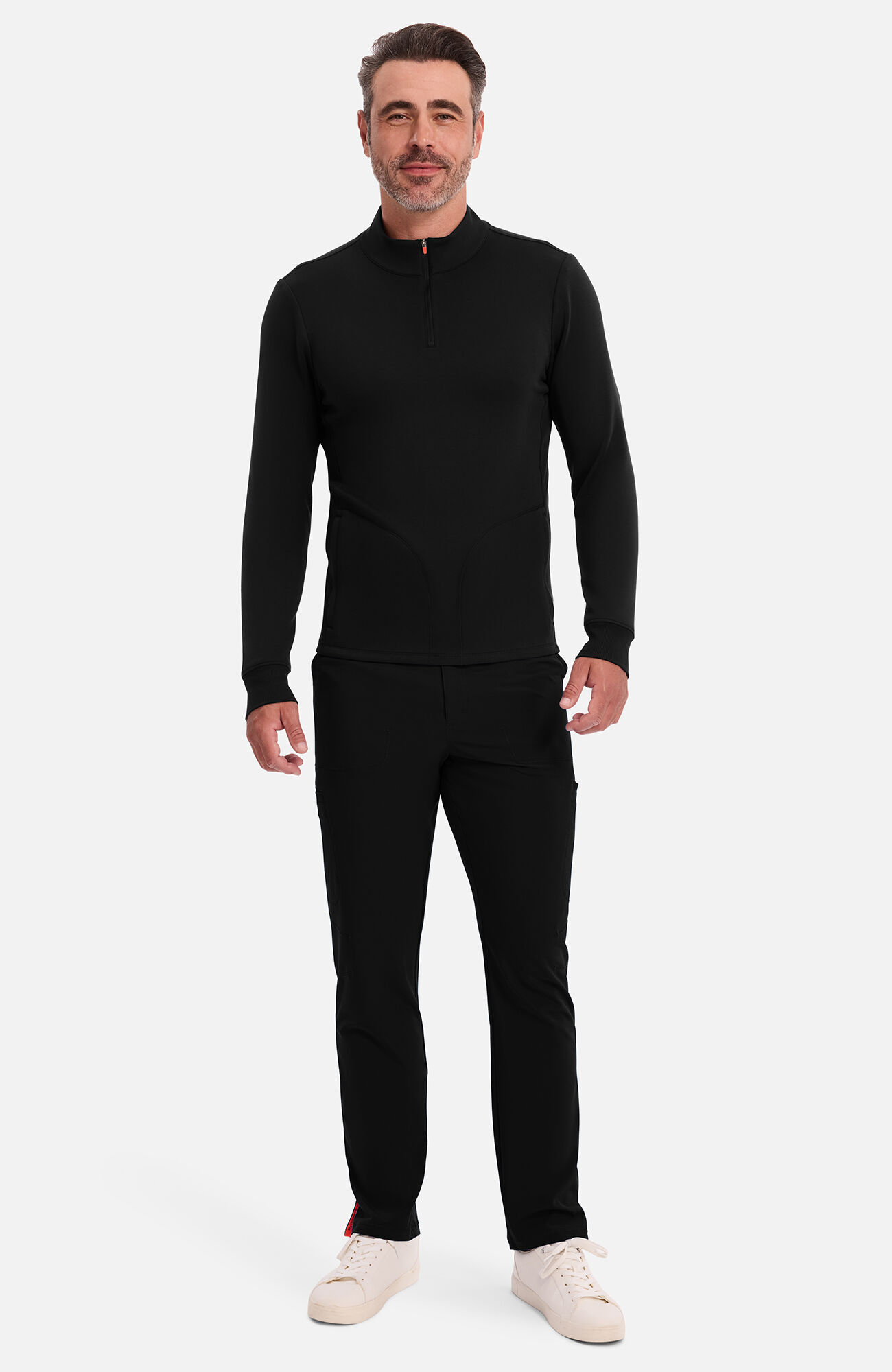 Men's Zip Neck Pullover Scrub Jacket, , large