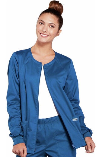 Women's Zip Front Warm Up Solid Scrub Jacket Women's Zip Front Warm Up Solid Scrub Jacket