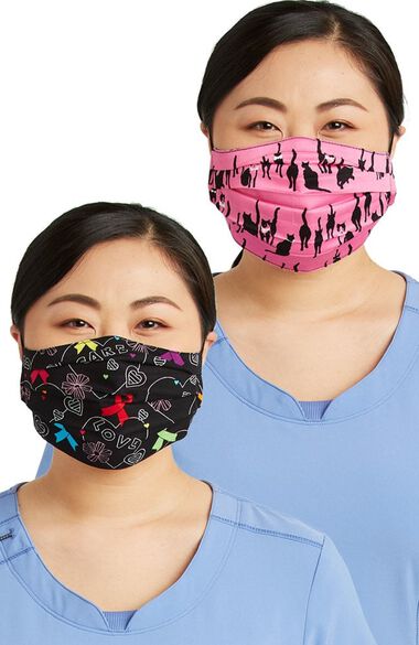 Clearance Women's Reversible A Hopeful Hearts & Mr. Purr-fect Print Face Mask, , large