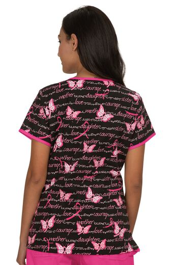 Clearance Women's Eve Butterfly Words Print Scrub Top