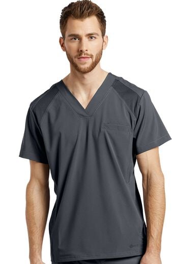 Fit By Men's V-Neck Solid Scrub Top