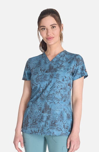 Women's Rustic Toile Print Scrub Top Women's Rustic Toile Print Scrub Top