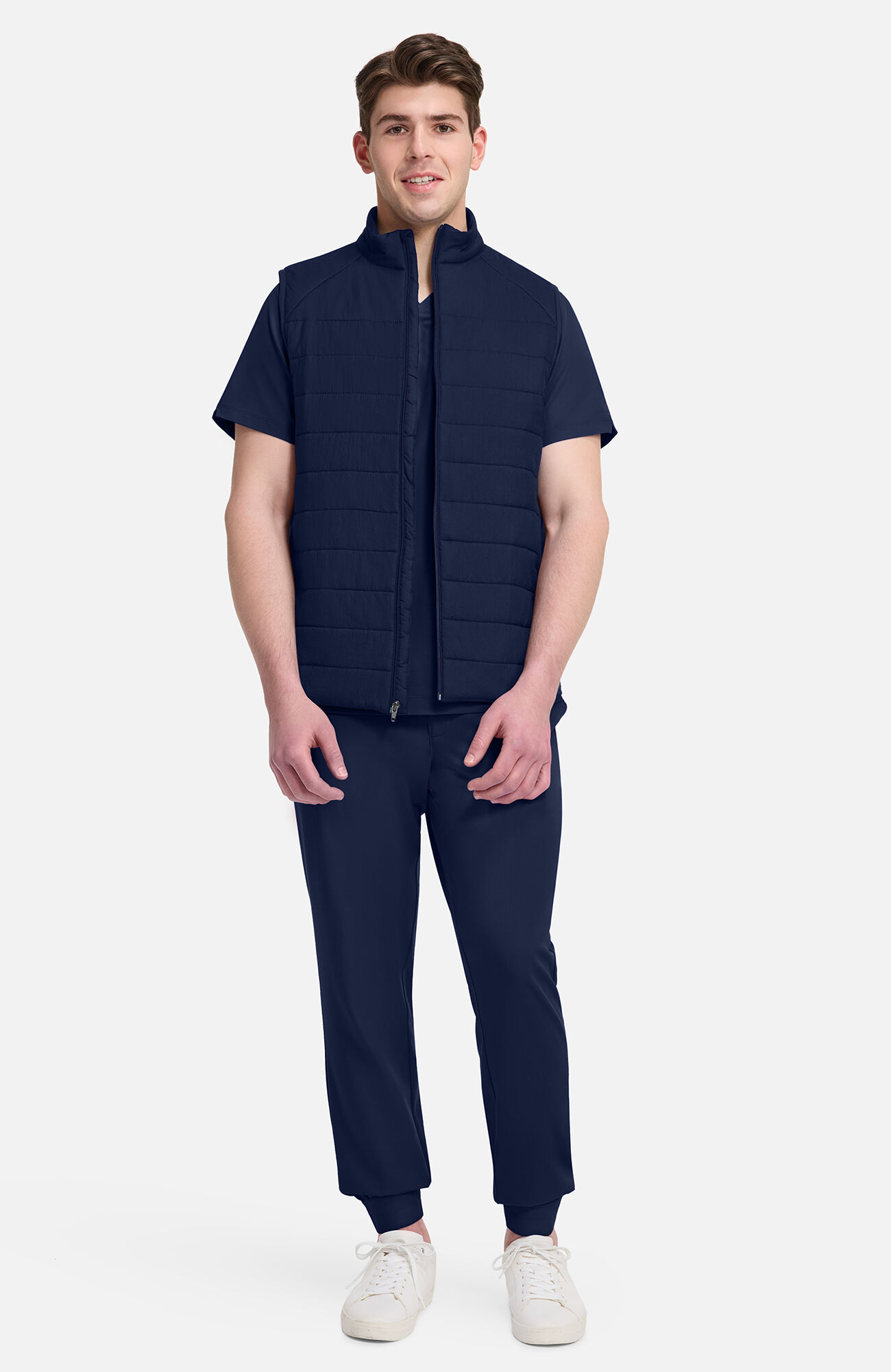 Men's Zip Front Quilted 4-Pocket Scrub Vest
