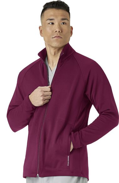 Men's Fleece Solid Scrub Jacket, , large
