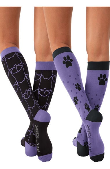 Women's 2 Pack 15-20 mmHg Betsey Kitty Compression Socks, , large