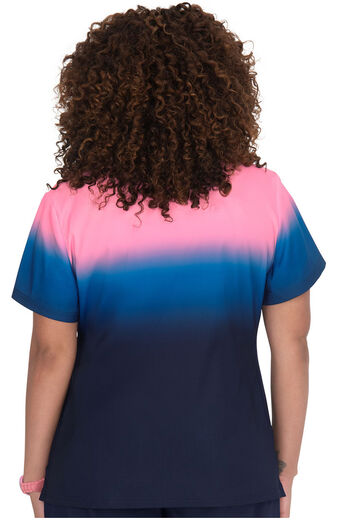 Clearance Women's Reform Peony Pink & Navy Ombre Print Scrub Top