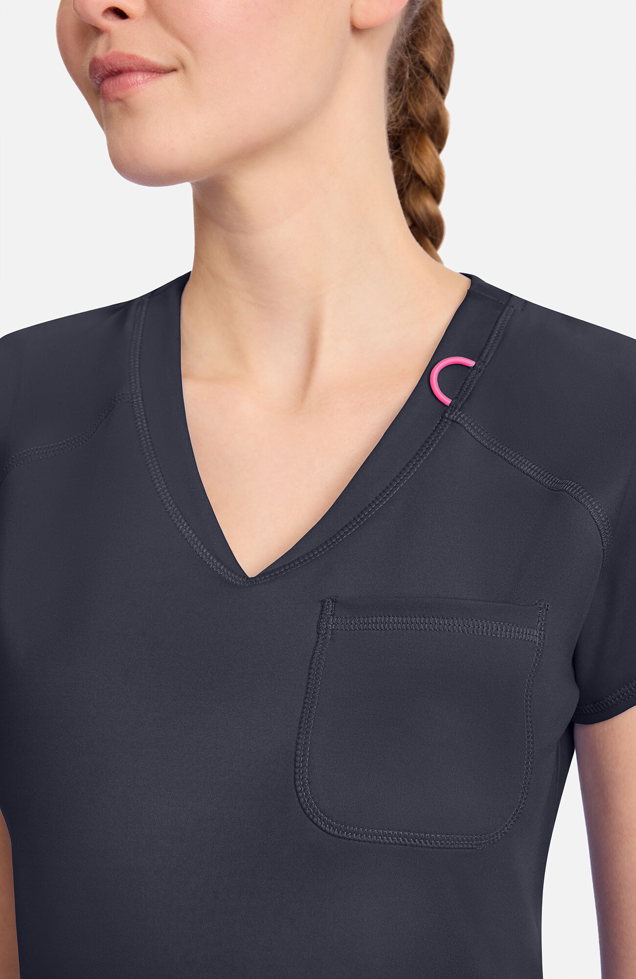 Women's Knit Raglan V-Neck Scrub Top, PWT Pewter | pewter, large