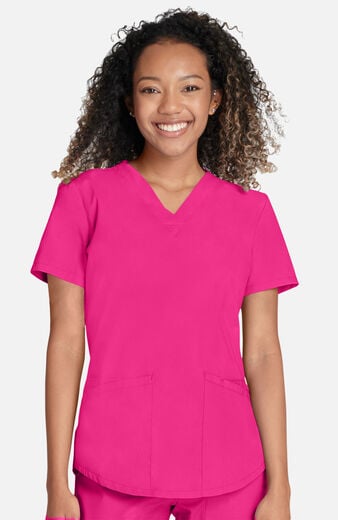 Women's 4-Pocket Shirttail V-Neck Scrub Top Women's 4-Pocket Shirttail V-Neck Scrub Top