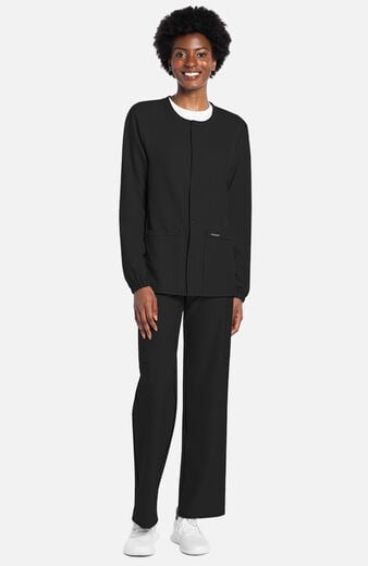 Unisex Snap-Front Crew Neck Scrub Jacket Unisex Snap-Front Crew Neck Scrub Jacket