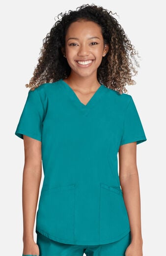 Women's 4-Pocket Shirttail V-Neck Scrub Top Women's 4-Pocket Shirttail V-Neck Scrub Top