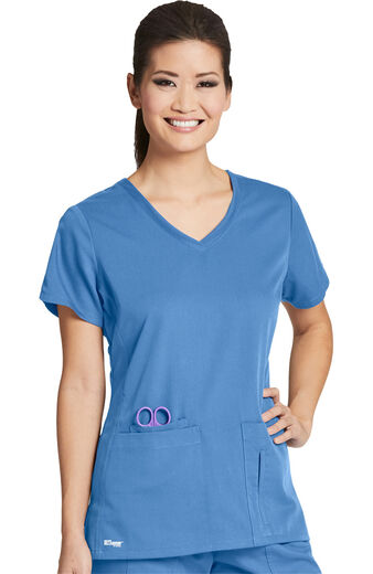 Grey's Anatomy Classic Women's Side Panel V-Neck Solid Scrub Top
