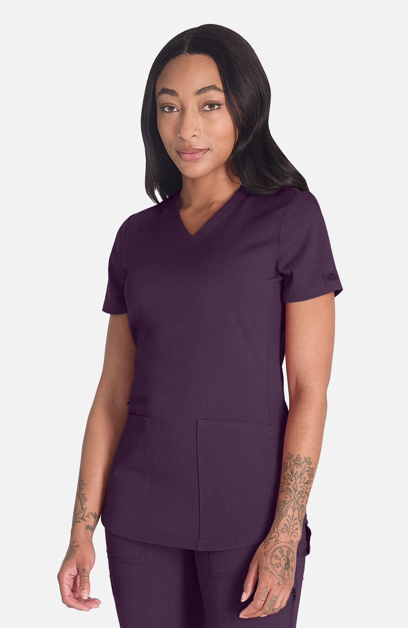 Women's 5-Pocket V-Neck Scrub Top, DEE Deep Amethyst | purple, large