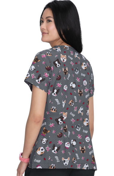 Clearance Women's Bell Puppy Love Print Scrub Top, , large