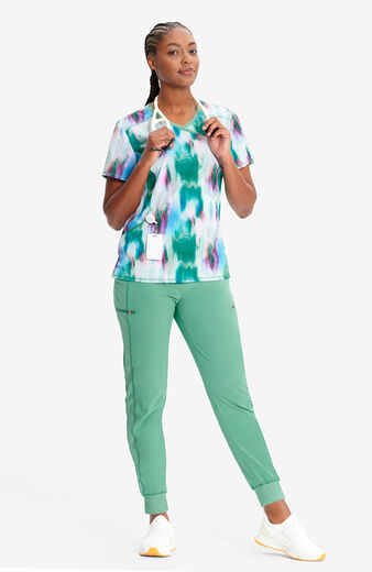 Women's 3 Pocket Auroras Print Scrub Top Women's 3 Pocket Auroras Print Scrub Top