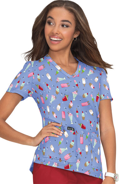 Clearance Women's Leslie Sweet Tooth Print Scrub Top, , large