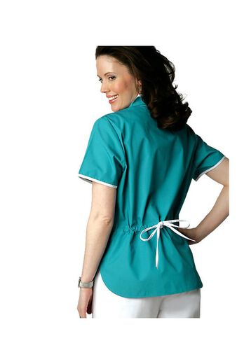 Clearance Women's Asian with Self Trim Solid Scrub Top