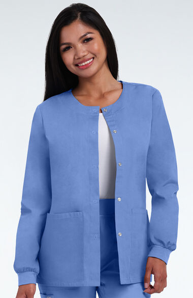 Women's Solid Scrub Jacket with Tablet Pocket, , large