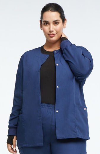 Clearance Women's Jewel Neck Warmup Solid Scrub Jacket