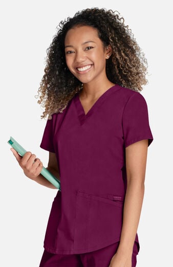 Women's 4-Pocket Shirttail V-Neck Scrub Top Women's 4-Pocket Shirttail V-Neck Scrub Top