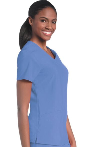 Women's Motivate V-Neck Solid Scrub Top with Tonal Stitching, , large