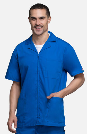 Men's Zip Front Solid Scrub Jacket