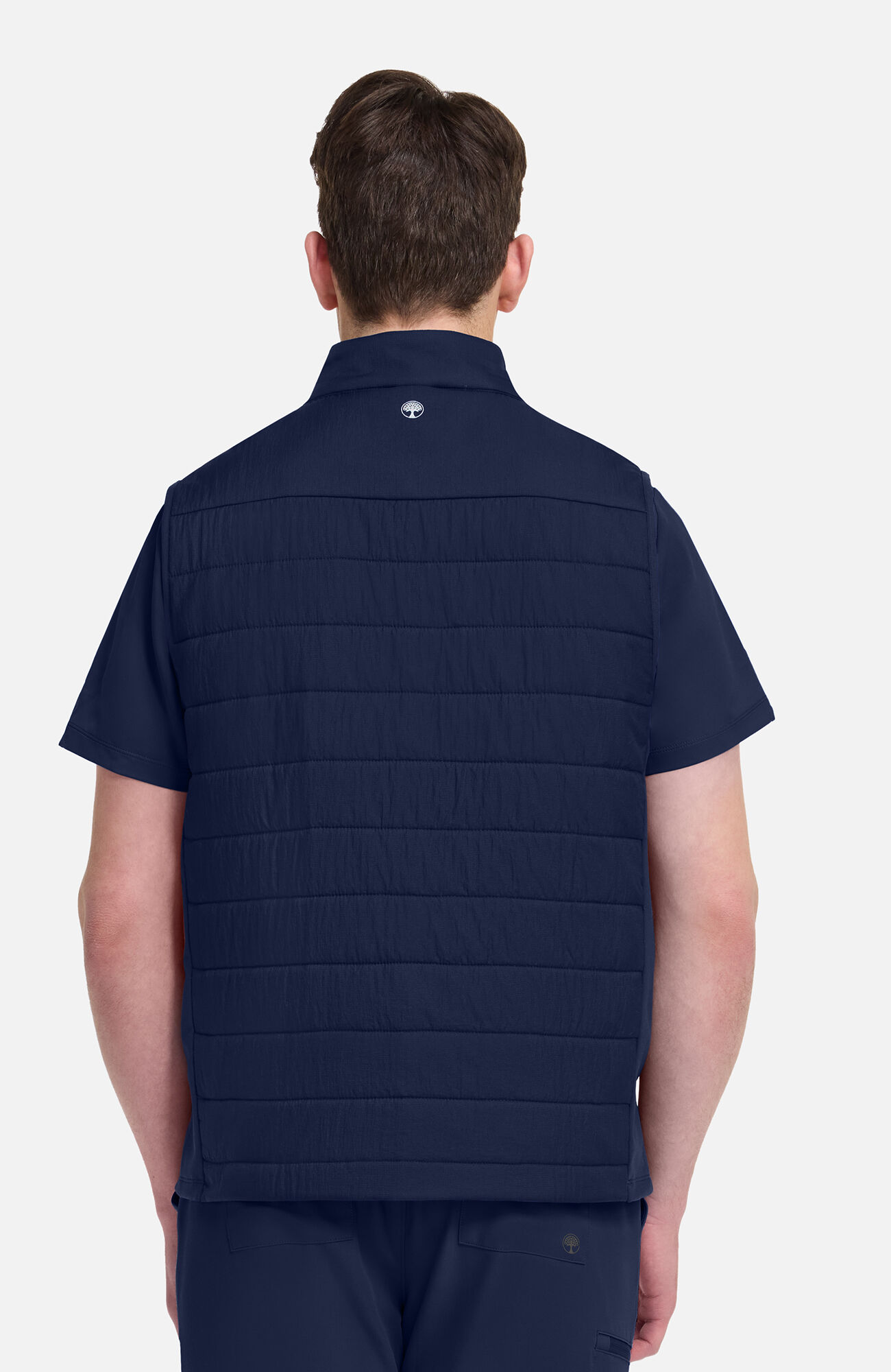 Men's Zip Front Quilted 4-Pocket Scrub Vest, NAV Navy | navy, large