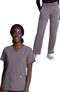 Clearance Women's V-Neck Solid Scrub Top & Yoga Scrub Pant Set, , large