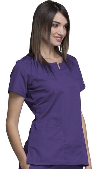 Clearance Women's Round Neck Solid Scrub Top, , large