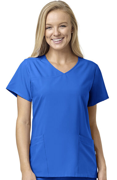 Clearance Women's Wrap Solid Scrub Top, , large