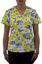 Clearance Women's Curved V-Neck Sunshine Blossoms Print Top, , large