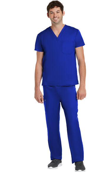 Clearance Unisex Solid Scrub Top & Tapered Scrub Pant Set, , large